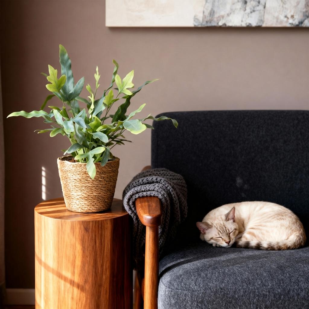 Green boutiQ - Houseplant - Phlebodium aureum Blue Star - Blue Fern - Pet-Friendly Plant - Blue - 4 Plants - with Basket - Pot 12cm - Height 25cm
