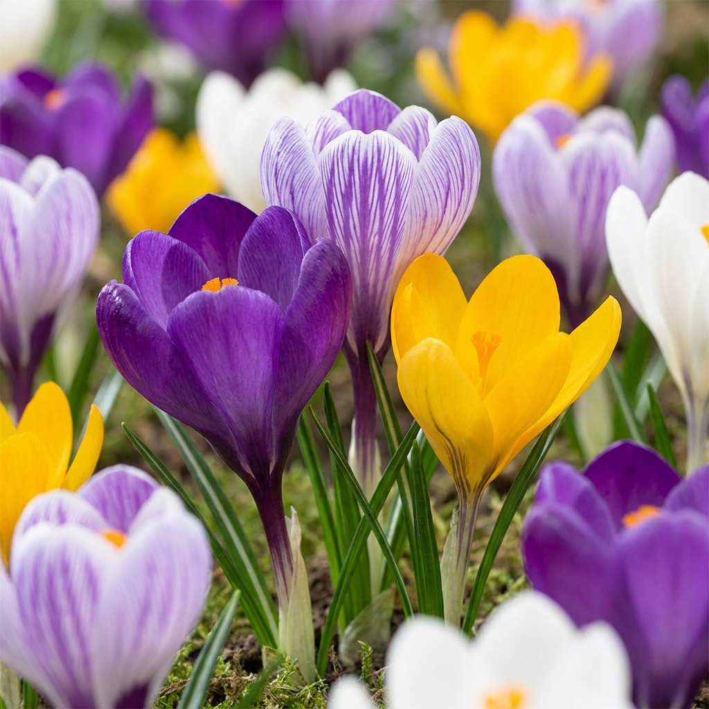 240x Crocus Large Flowering Mix - Mix di crochi a fiore grande - Vari - Fioritura primaverile - Misura bulbo 7/8