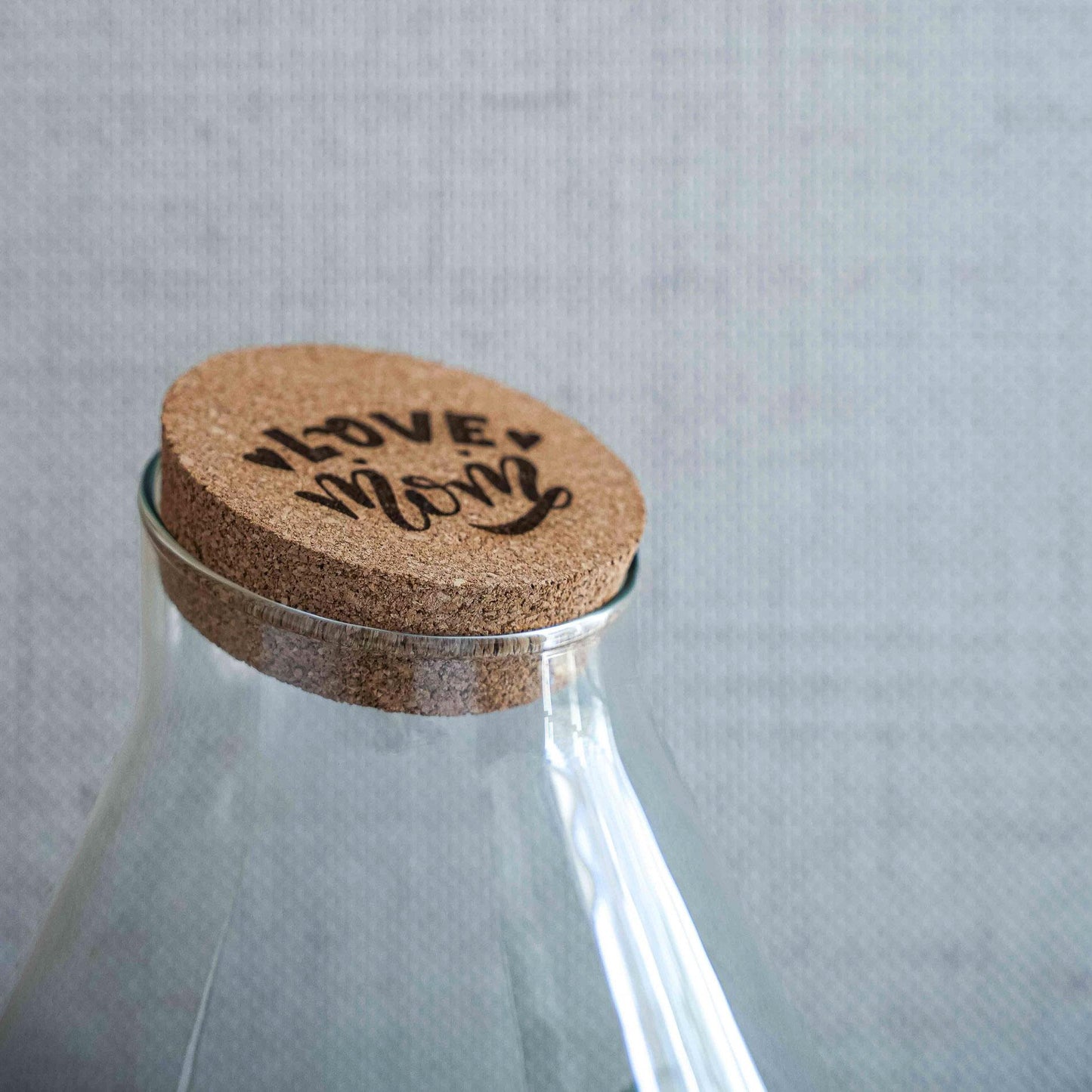 'LOVE MOM' terrarium Drop XL + gegraveerde kurk - Fles terrarium DIY kit – Ø 24 cm ↑ 37 cm - Moederdag