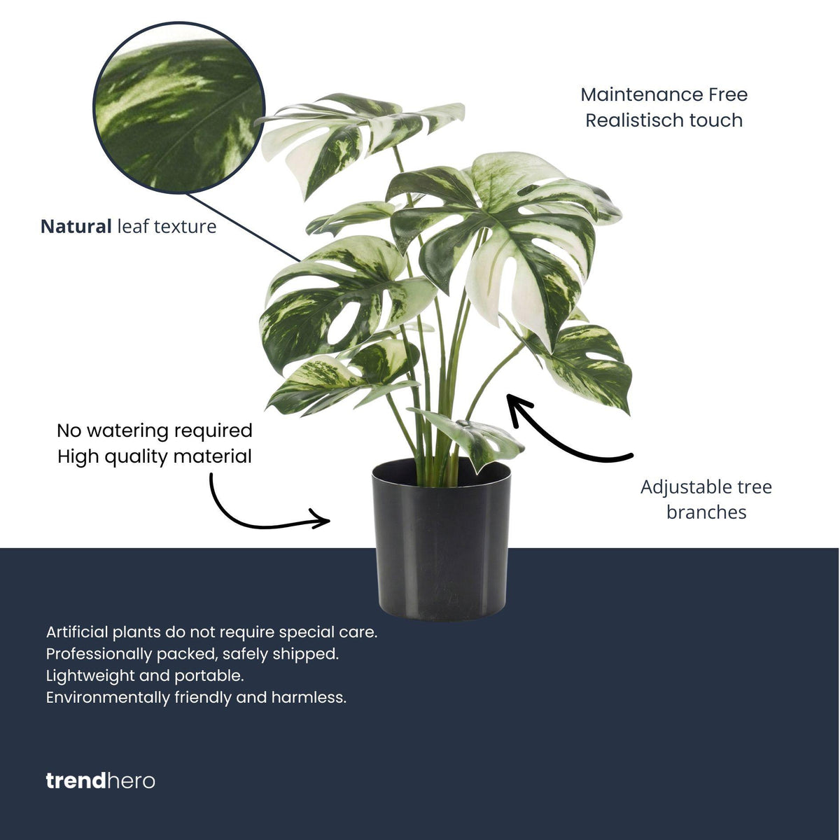 Monstera artificiel en pot – 40 cm