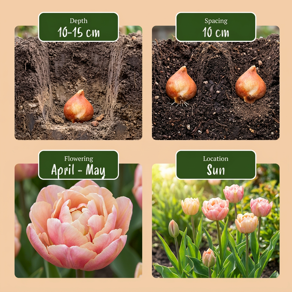 12x Tulipa Peaches & Kisses - Tulipano Peaches & Kisses - Varietà - Fioritura Primaverile - Dimensione Bulbo 11/12