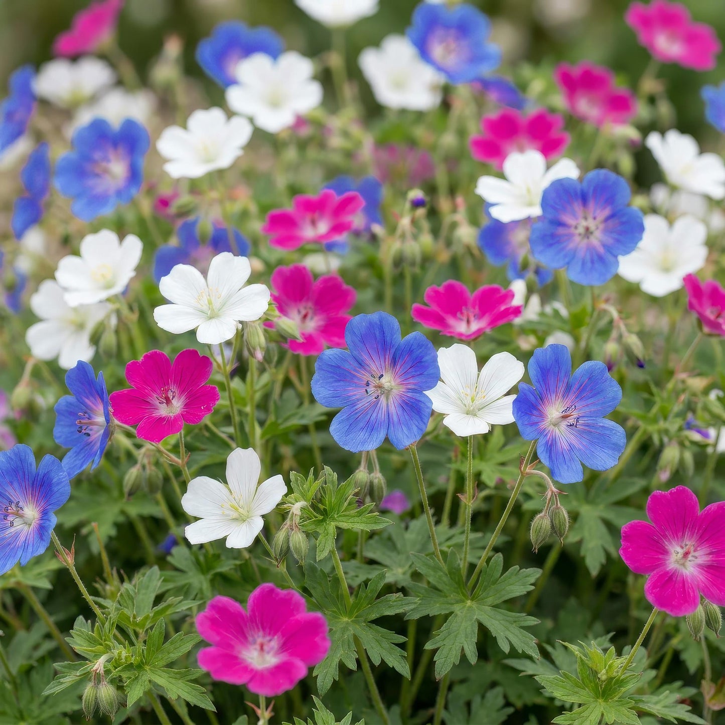 Vasteplant - Geranium Tricolour - Ooievaarsbek - Bodembedekkend - Paars - Roze - Wit - 12 Planten - Pot 11cm - Hoogte 15-25cm