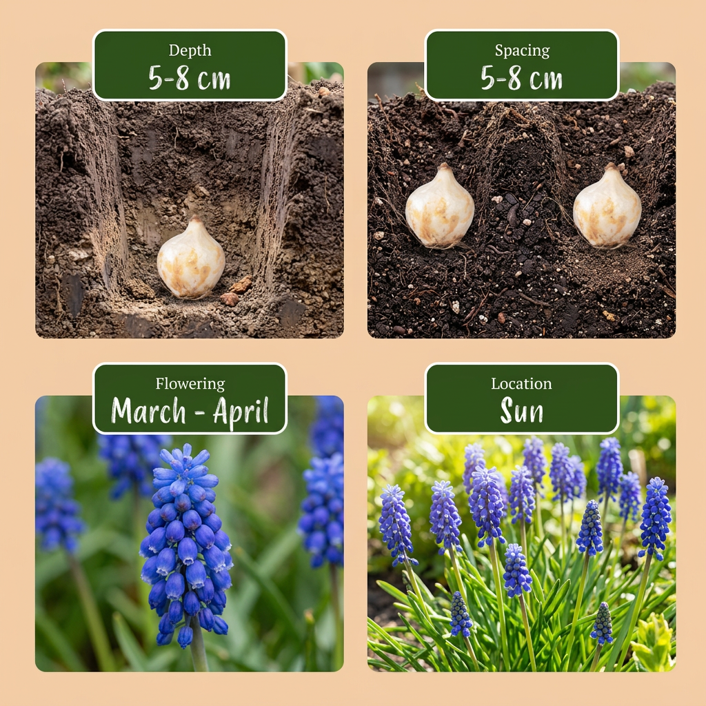 100x Muscari Armeniacum - Armenian Grape Hyacinth - Blue - Naturalising Bulb - Bulb size 7/8
