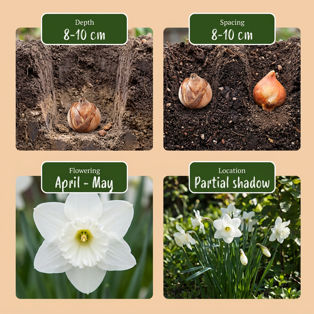 30x Narciso Botanical White Mix - Mix di narcisi bianchi botanici - Bianco - Fioritura primaverile - Misura bulbo 10/12
