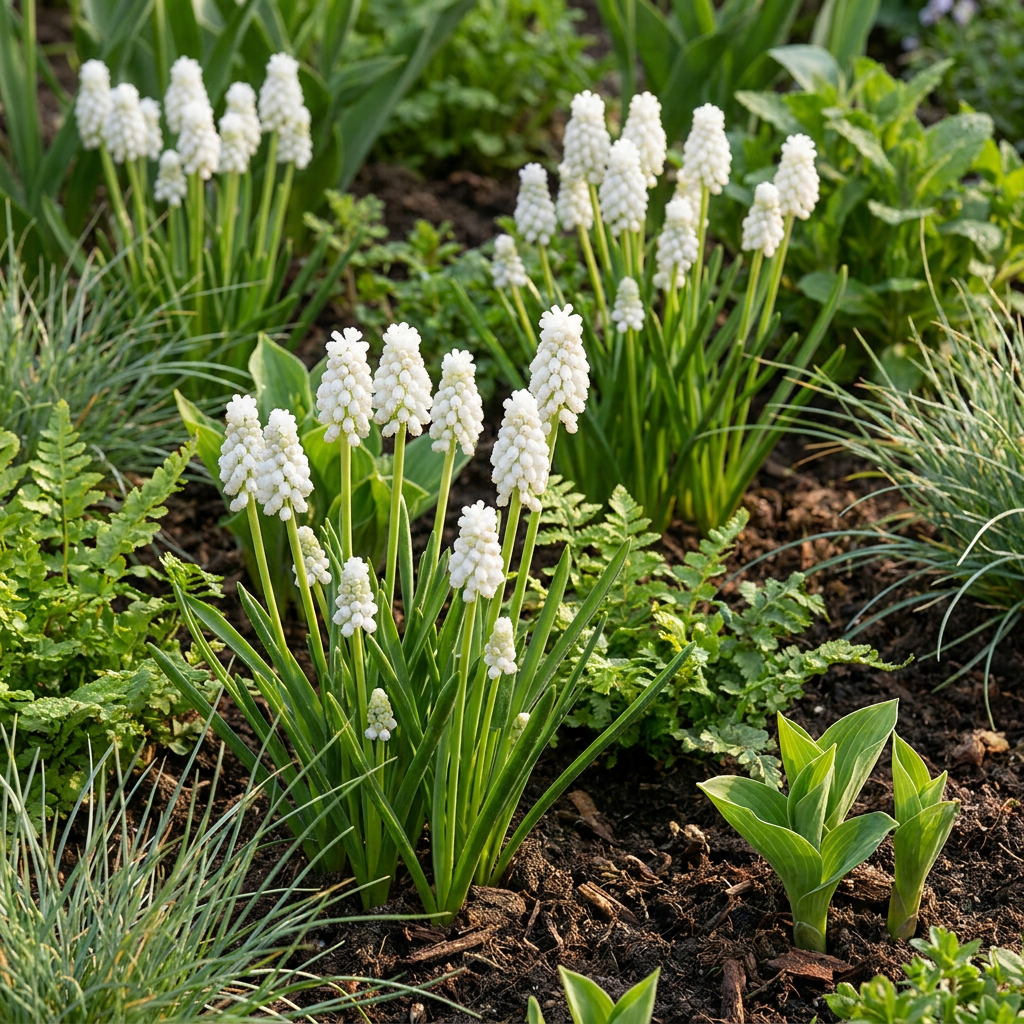 400x Muscari White Magic - Giacinto a grappolo bianco - Bianco - Bulbo da naturalizzazione - Calibro 6/7