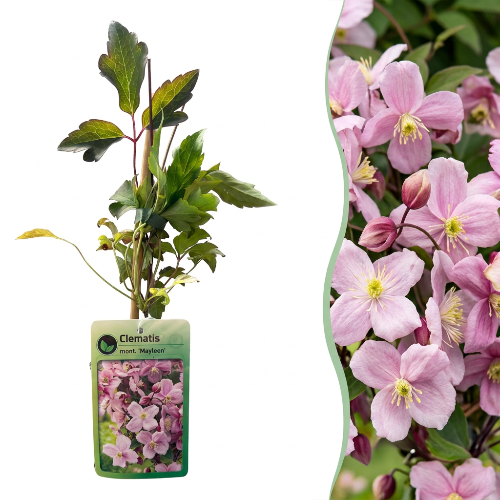 Clematis mont. 'Mayleen' - Clematis montana - Rosa chiaro - Pianta rampicante - Ø9cm - ↕35cm