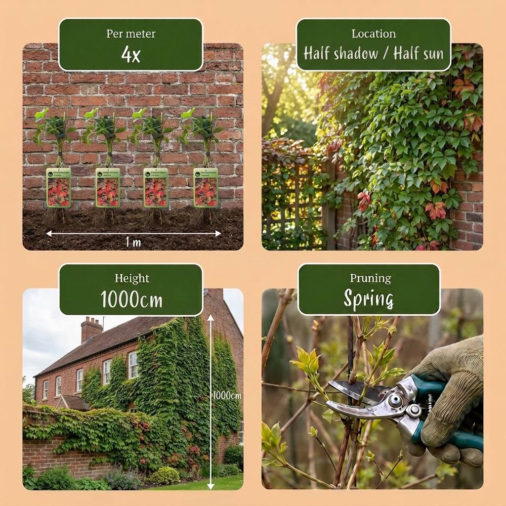 Parthenocissus tr. 'Veitchii Boskoop' - Vite americana - Giallo - Verde - Pianta rampicante - Ø9cm - ↕35cm