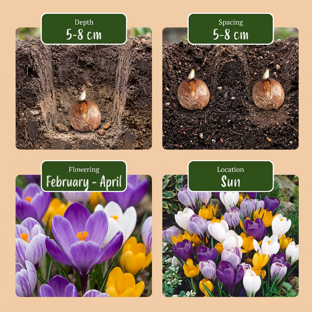 240x Crocus Large Flowering Mix - Mix di crochi a fiore grande - Vari - Fioritura primaverile - Misura bulbo 7/8