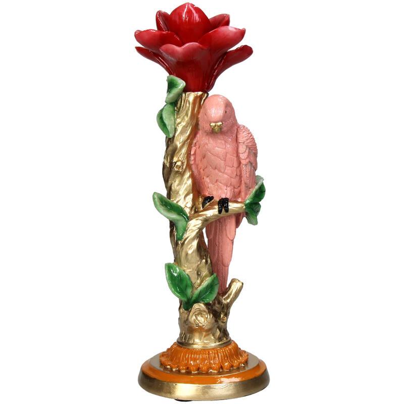 Candlestick - Pink Parrot ↑ 26 cm - Home Decoration