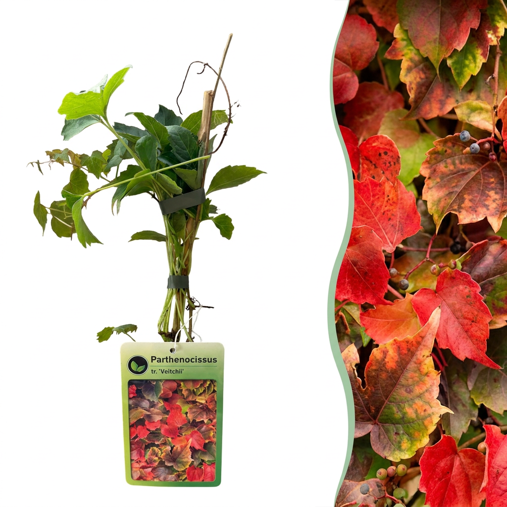Parthenocissus tr. 'Veitchii Boskoop' - Vite americana - Giallo - Verde - Pianta rampicante - Ø9cm - ↕35cm
