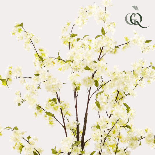 Artificial plant - Prunus - Cherry blossom - White - 135cm