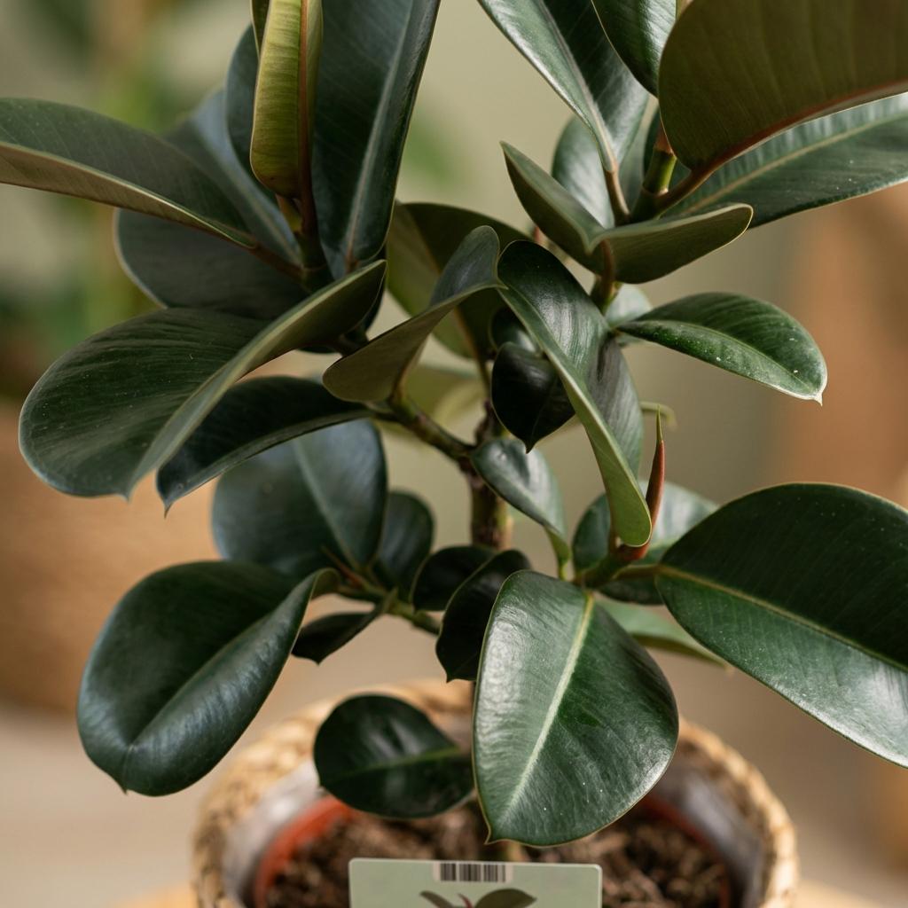 Green boutiQ - Indoor Plant - Rubber Plant - Ficus Elastica Cloe - Green - Low Maintenance - 1 Plant - with Basket - Pot 19cm - Height 65cm