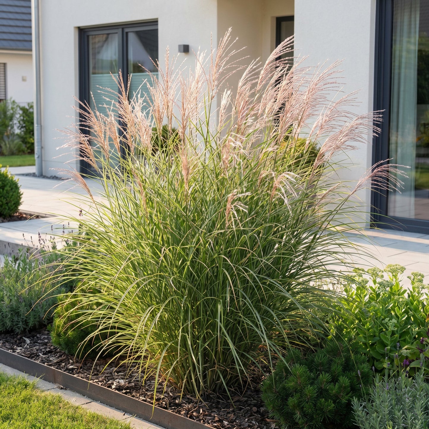 Grassen - Miscanthus sin. Morning Light - Pampusgras - Met Pluim - Zilver - 12 Planten - Pot 11cm - Hoogte 15-25cm