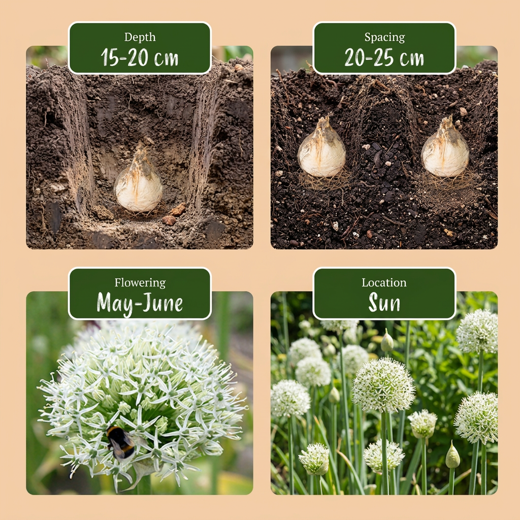 24x Allium Mount Everest - Sierui - Wit - Zomerbloeier - Bolmaat 16/18