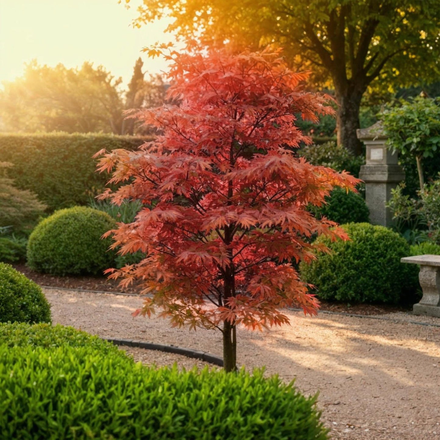 Green boutiQ - Garden Plant - Acer palmatum Beni-maiko - Red - 3 Plants - Deciduous - Low Maintenance - Pot 12cm Height 35cm
