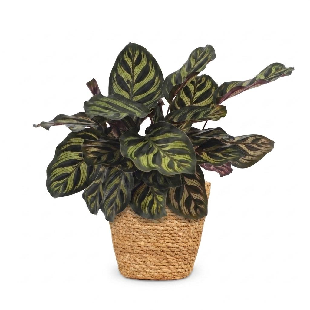 Calathea Makoyana - Pianta Pavone - 1 Pianta - con Cesto - Vaso 12cm - Altezza - 25cm