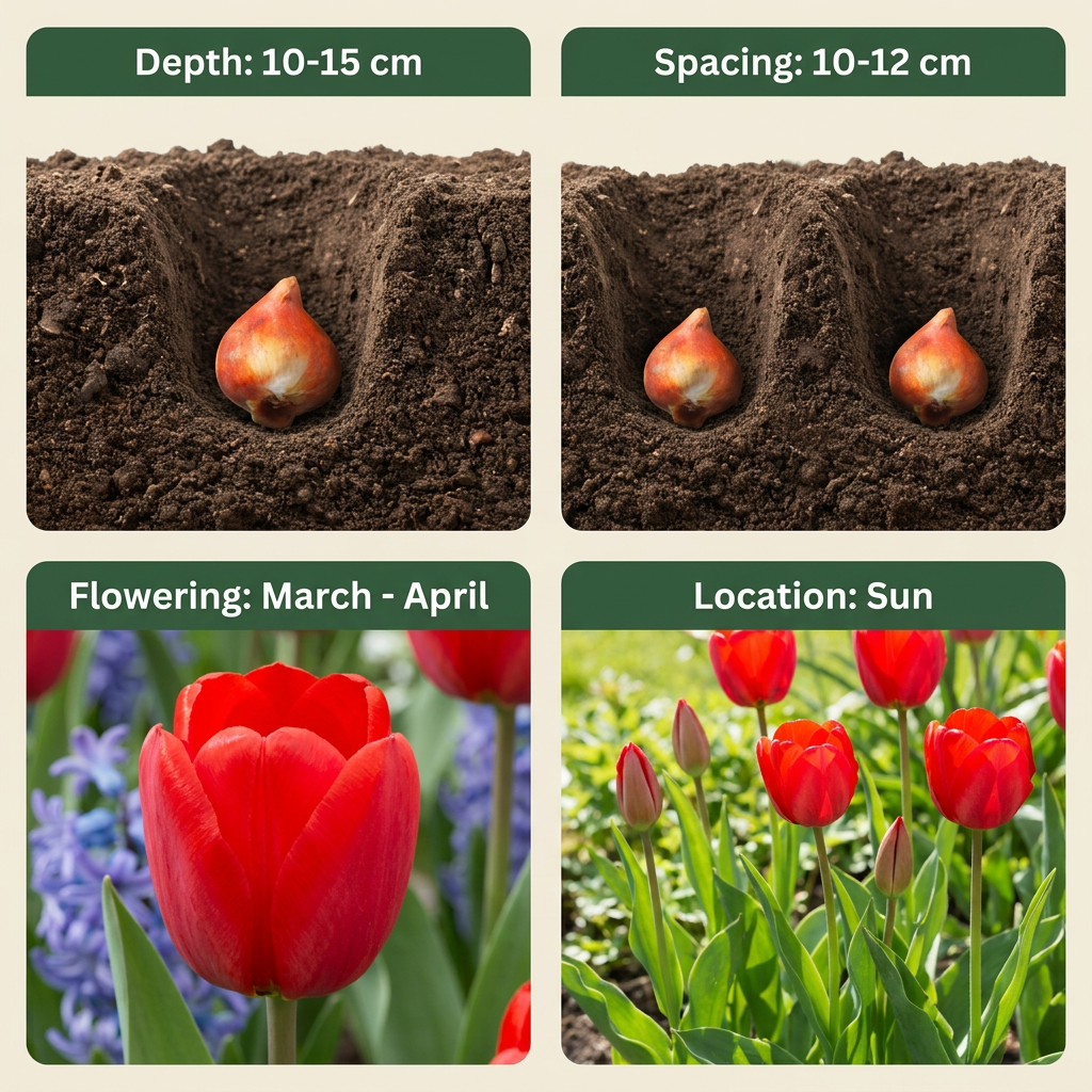 60x Tulipano Triumph Rosso - Tulipano trionfo - Rosso - Fioritura primaverile - Calibro bulbo 11/12