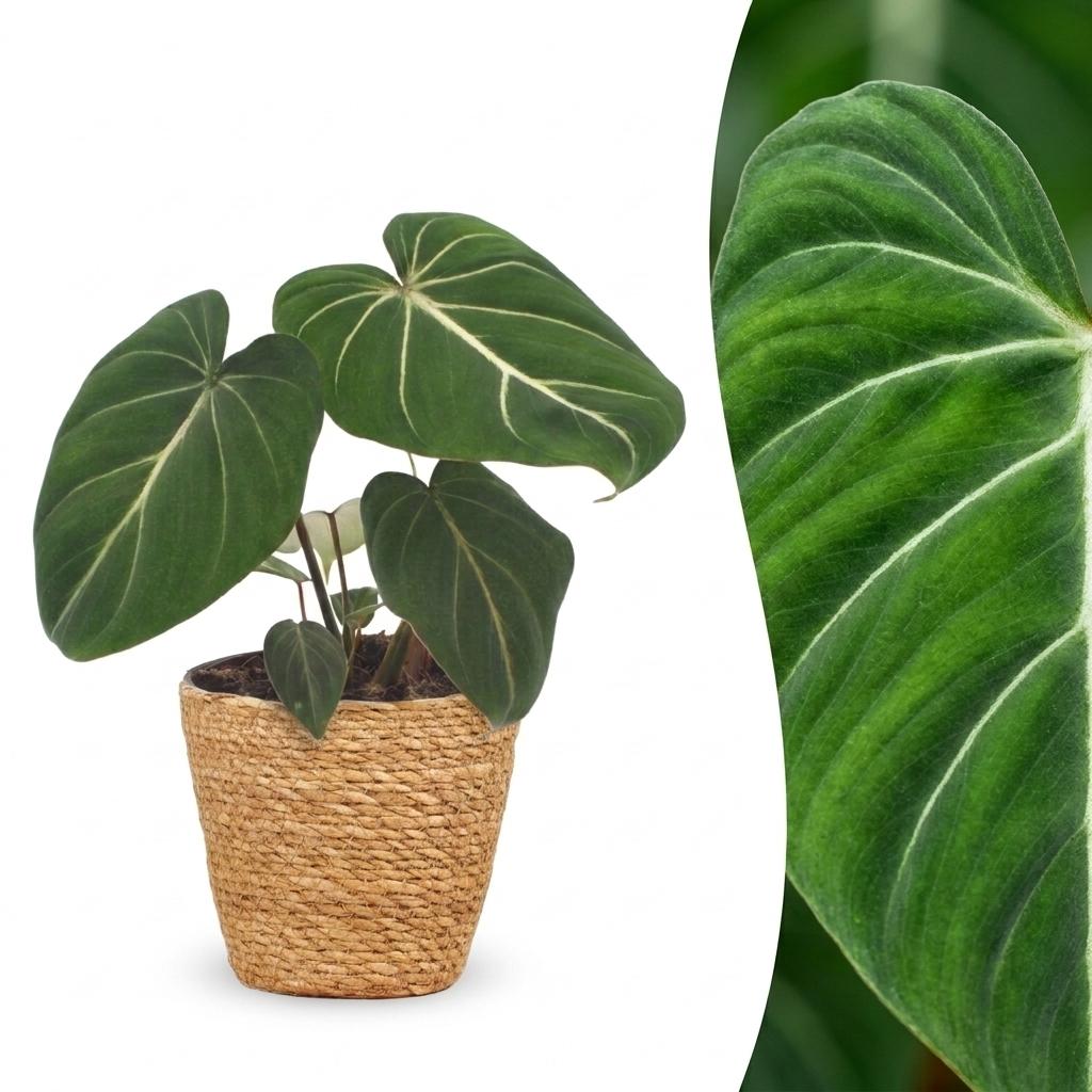 Philodendron Gloriosum - Glorious Philodendron - 1 Plant - with Basket - Pot 12cm - Height - 25cm