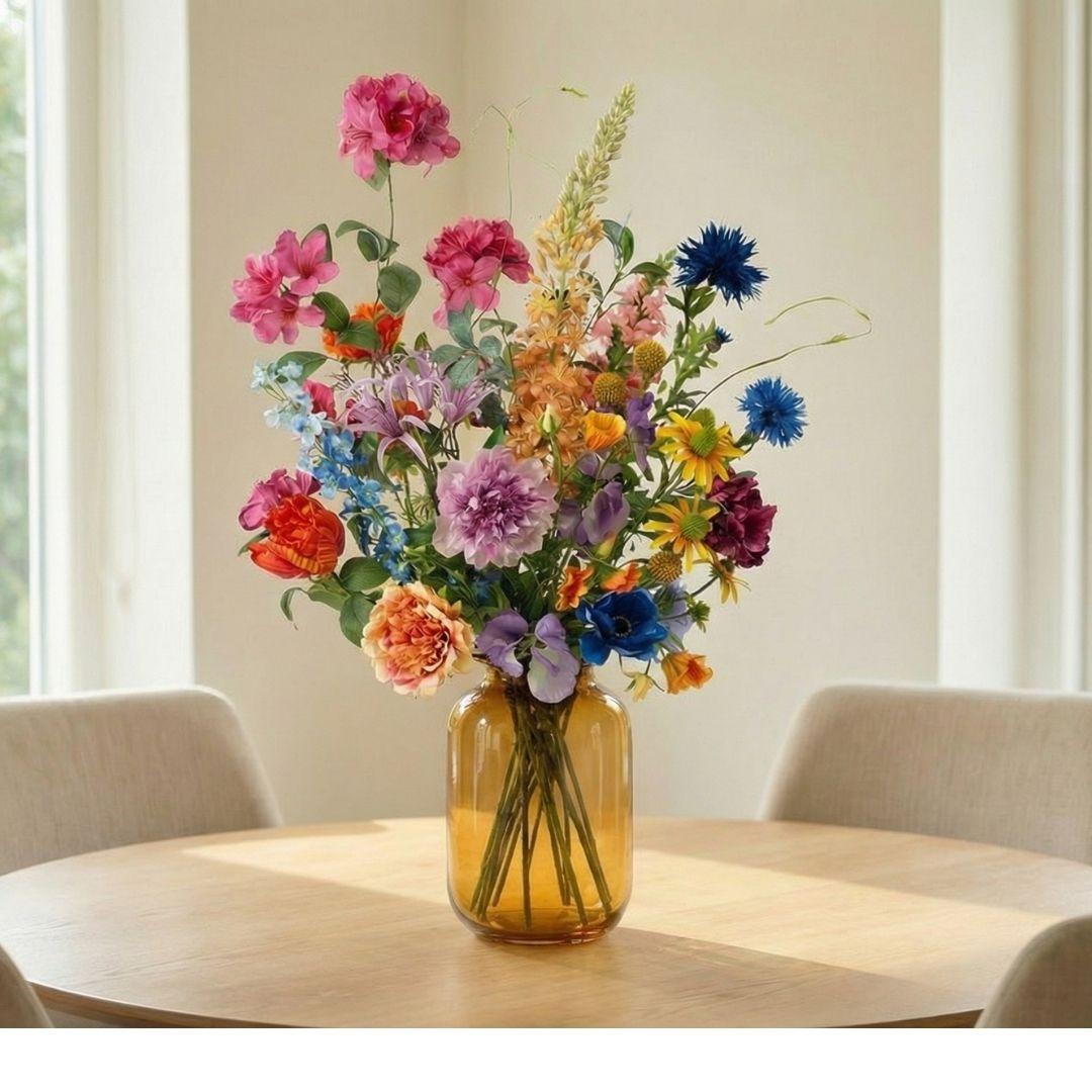 Artificial flower bouquet - Summer Garden Deluxe - Real Touch - 19 stems - ↑ 100 cm - Silk flowers