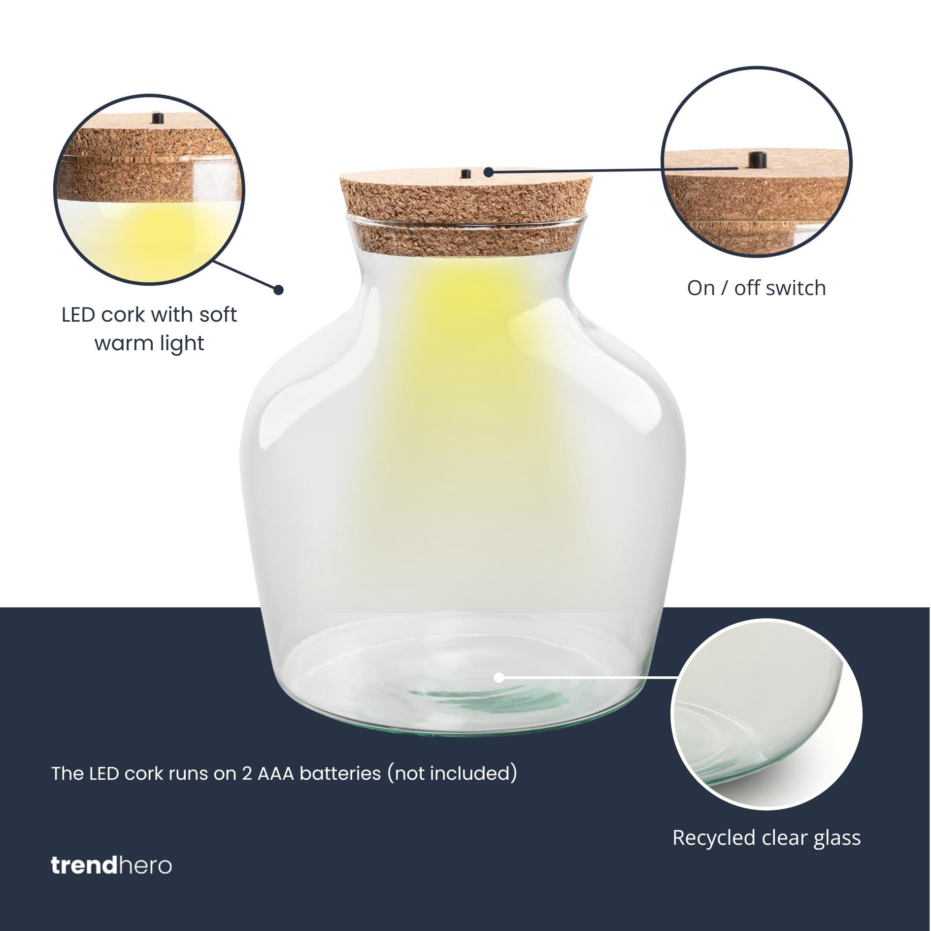 Terrarium fles met LED-kurk