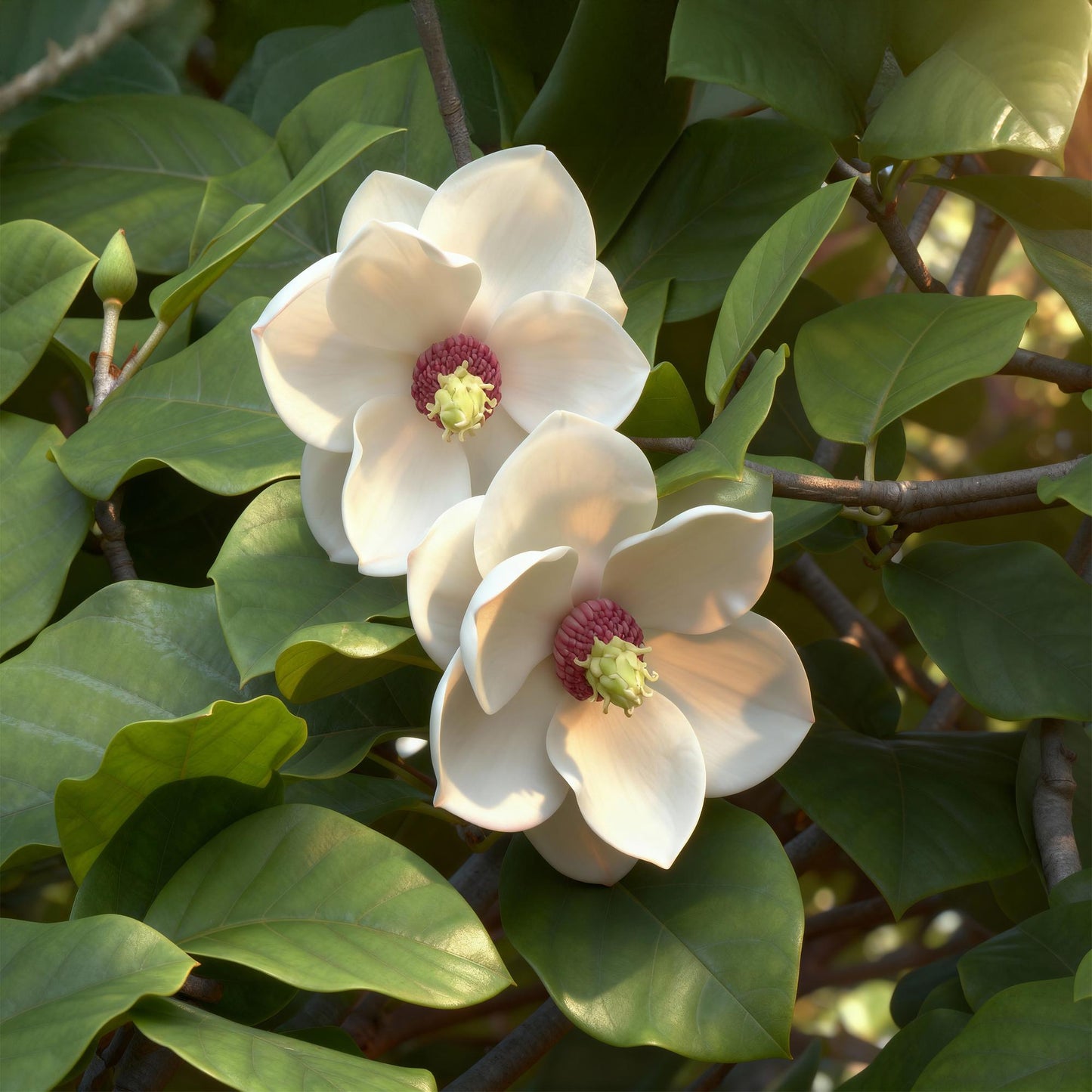 Tuinplant - Magnolia sieboldii - Bloem Wit-Rood - 1 Plant - Bladverliezend - Weinig Onderhoud -Pot 12cm Hoogte 30cm