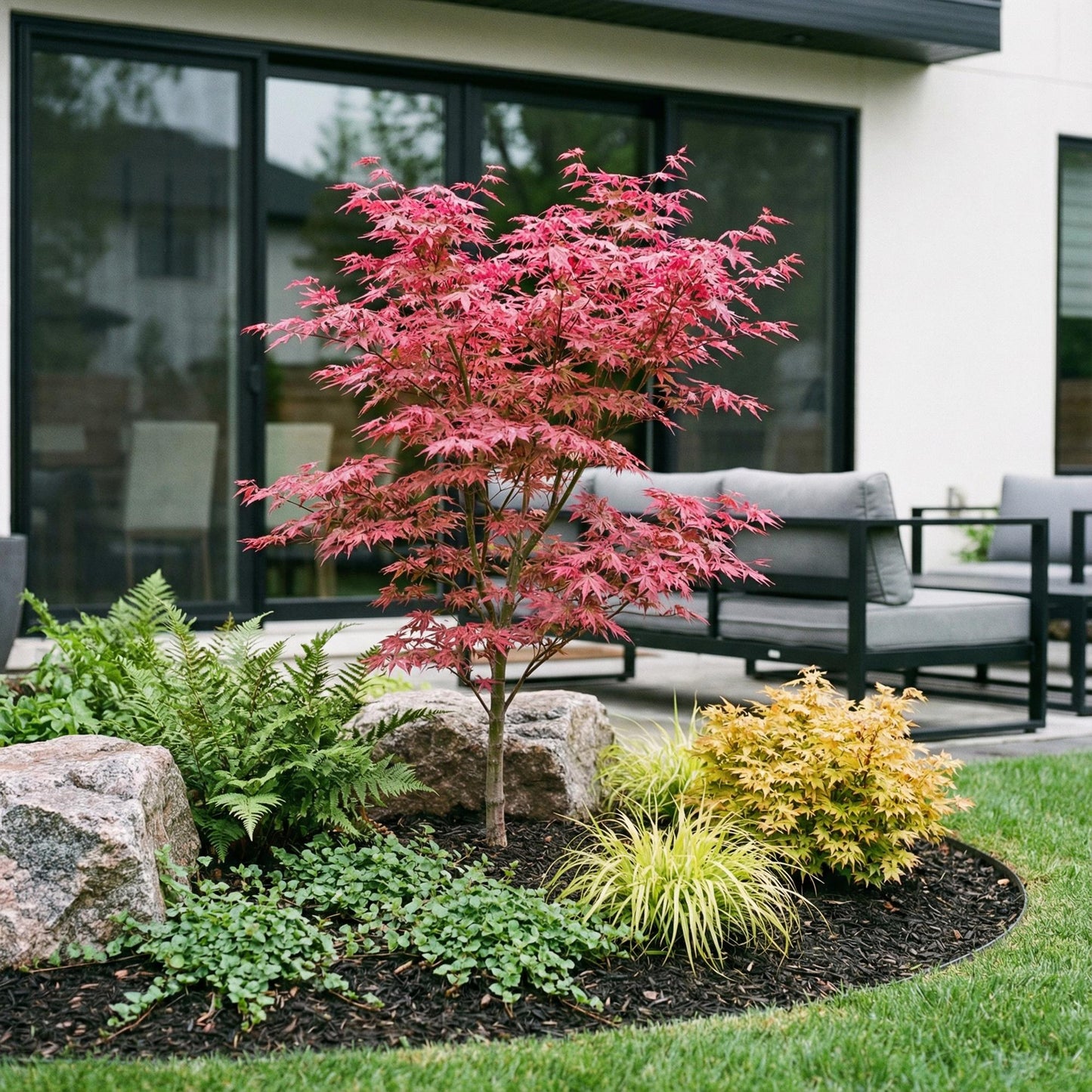 Garden plant - Acer palmatum Phoenix - Japanese Maple - Deciduous - Green - Red - 1 - Pot 26cm - Height 90cm