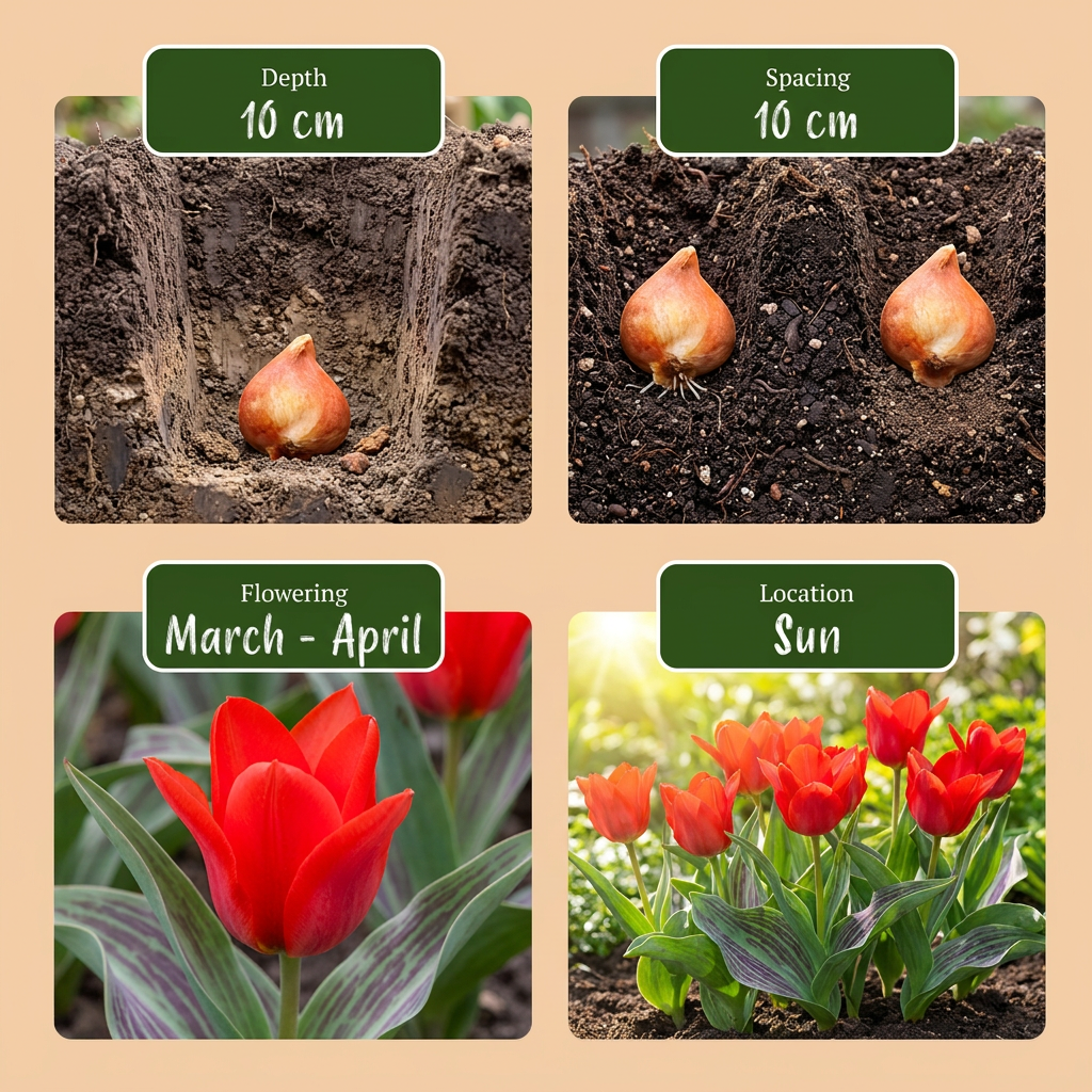 60x Tulipa Greigii Red - Greigii-tulp - Rood - Voorjaarsbloeier - Bolmaat 11/12