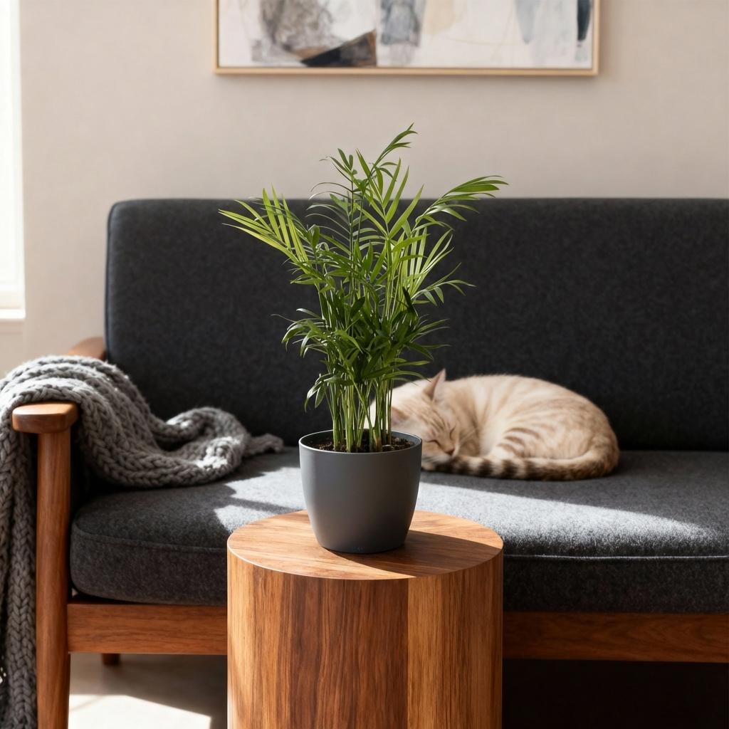 Kamerplant - Chamaedorea elegans - Goudpalm - Huisdiervriendelijke Plant - Groen - 2 Planten - met Potter Grijs - Pot 12cm - Hoogte 15cm