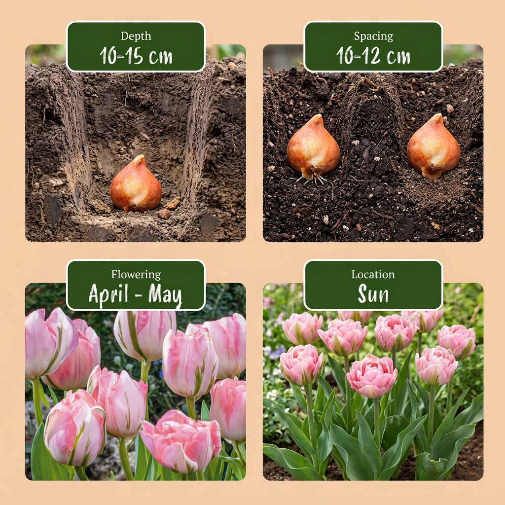 24x Tulipa Double Pink - Tulipano doppio rosa - Rosa - Fioritura primaverile - Dimensione del bulbo 11/12