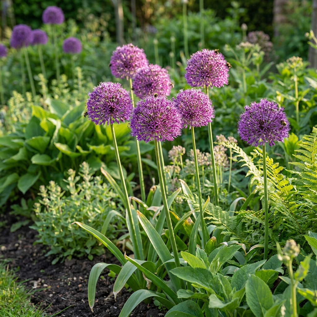 120x Allium Purple Sensation - Cipolla ornamentale - Viola - Fioritura estiva - Calibro bulbo 10/12