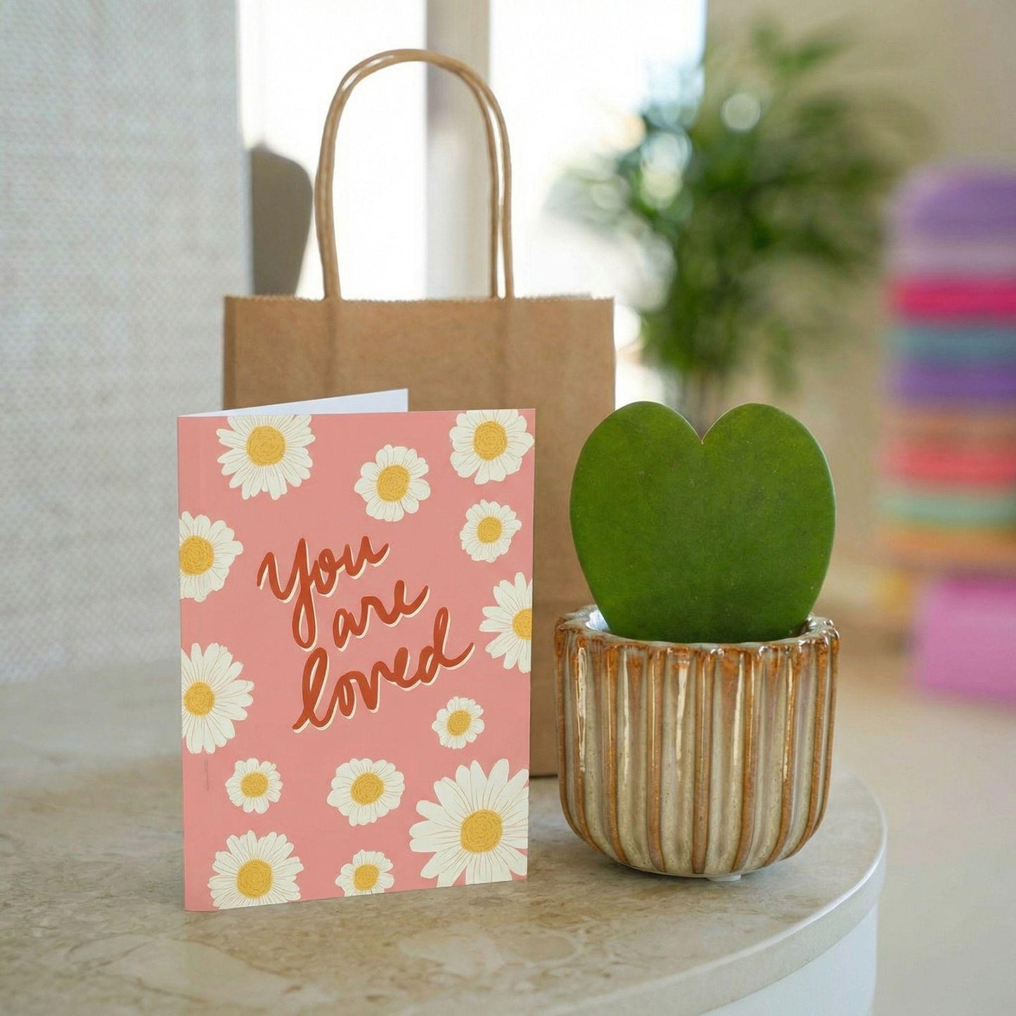 Cadeauset - Love Set - Hartjesplant, pot, wenskaart & geschenktasje