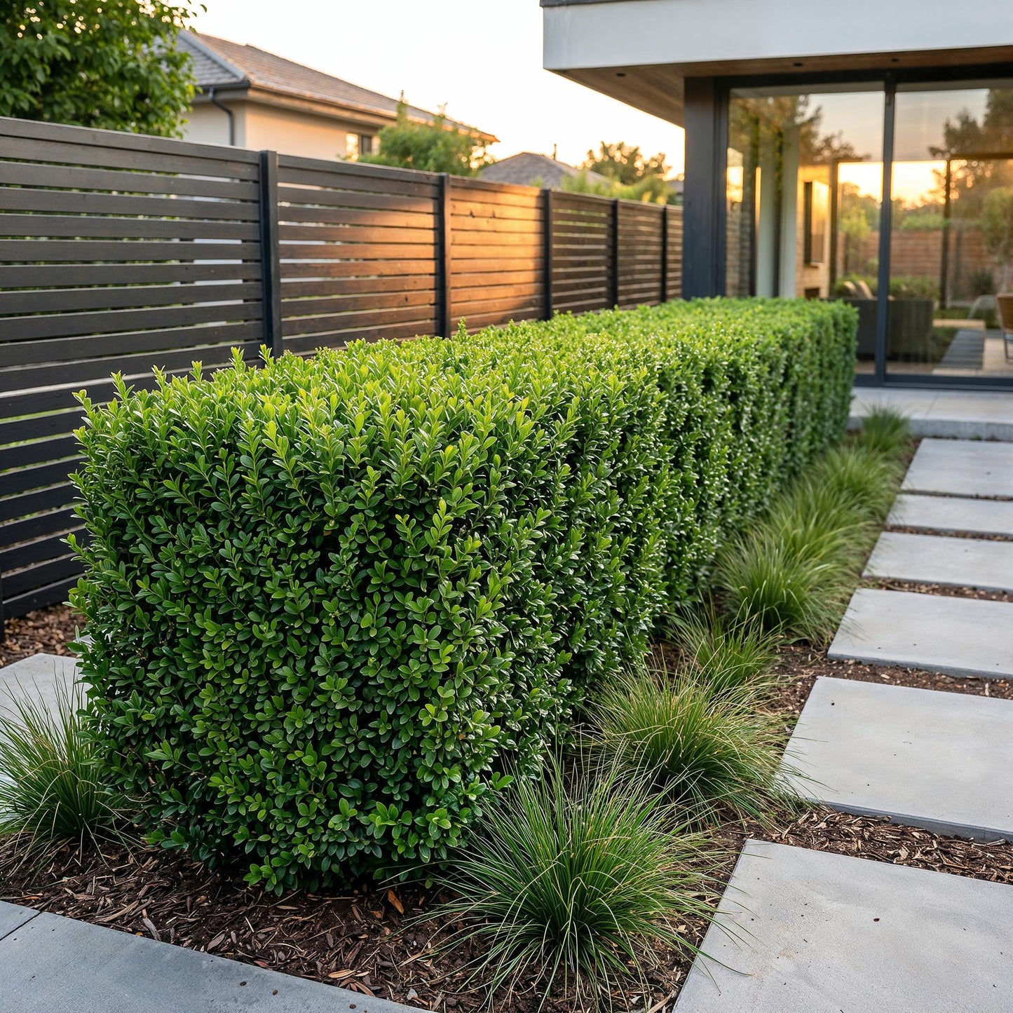 Green boutiQ - 24x Buxus sempervirens - Palm Tree - Hedge Plants - Evergreen - Green - Pot 9cm - Height 20-25cm