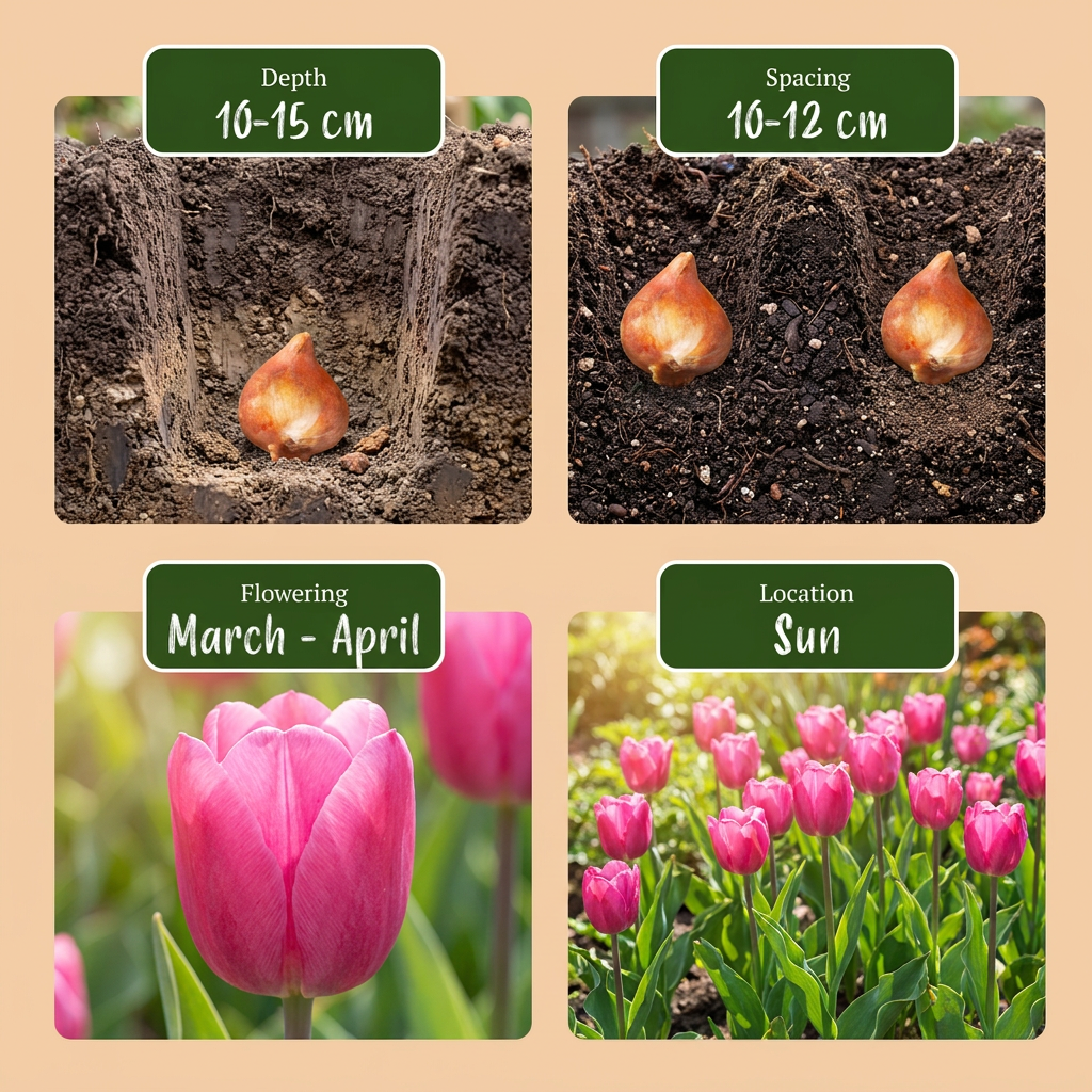 60x Tulipa Triumph Pink - Triumph Tulip - Pink - Spring Bloomer - Bulb size 11/12