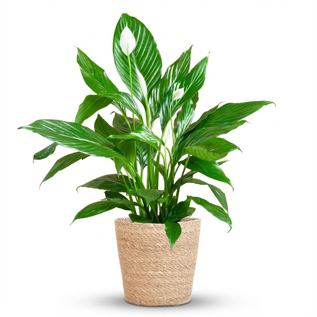 Spathiphyllum with Basket Zeegras natural - 80cm - Ø21