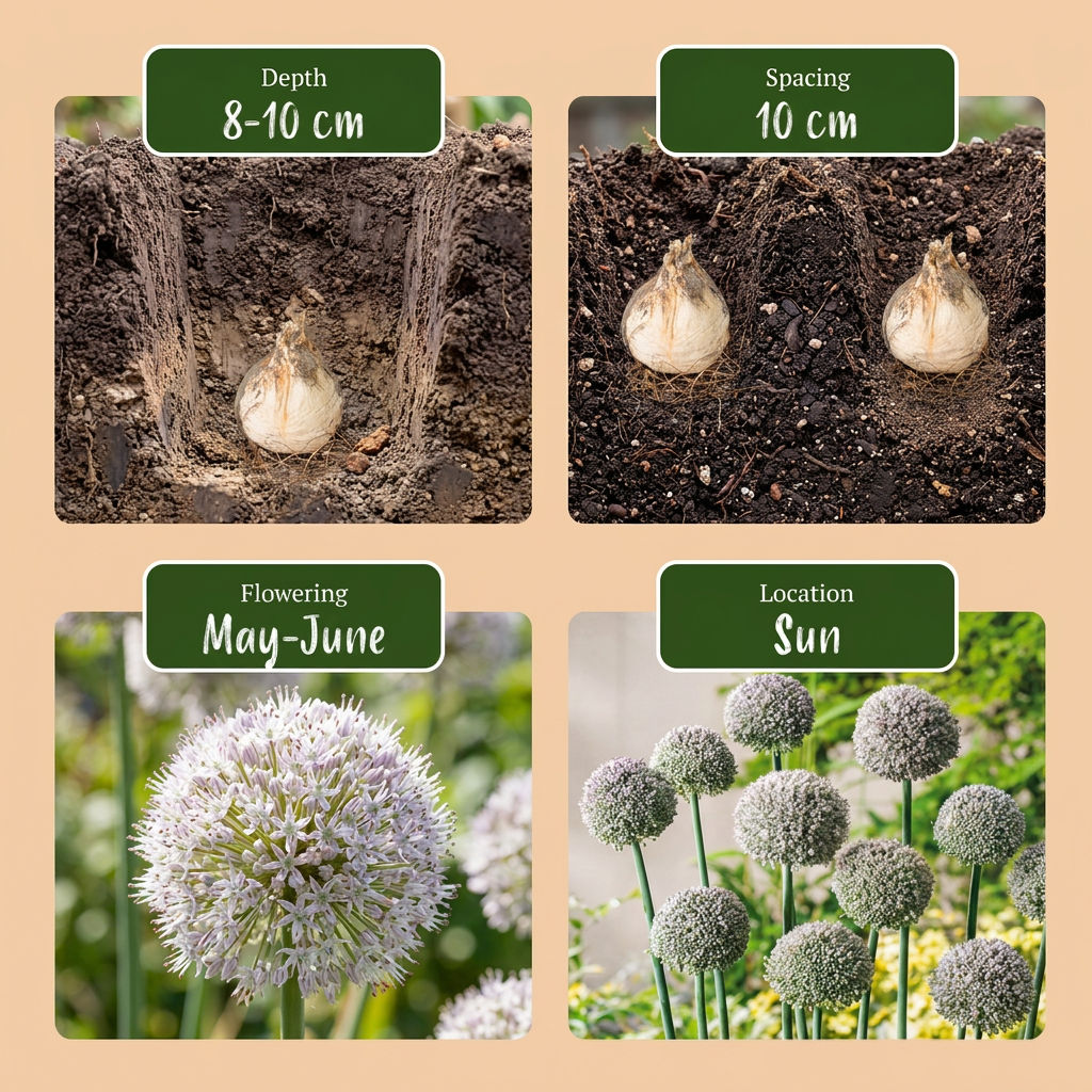 320x Allium Ping Pong - Cipolla ornamentale Ping Pong - Bianco - Fioritura estiva - Dimensione bulbo 6/7