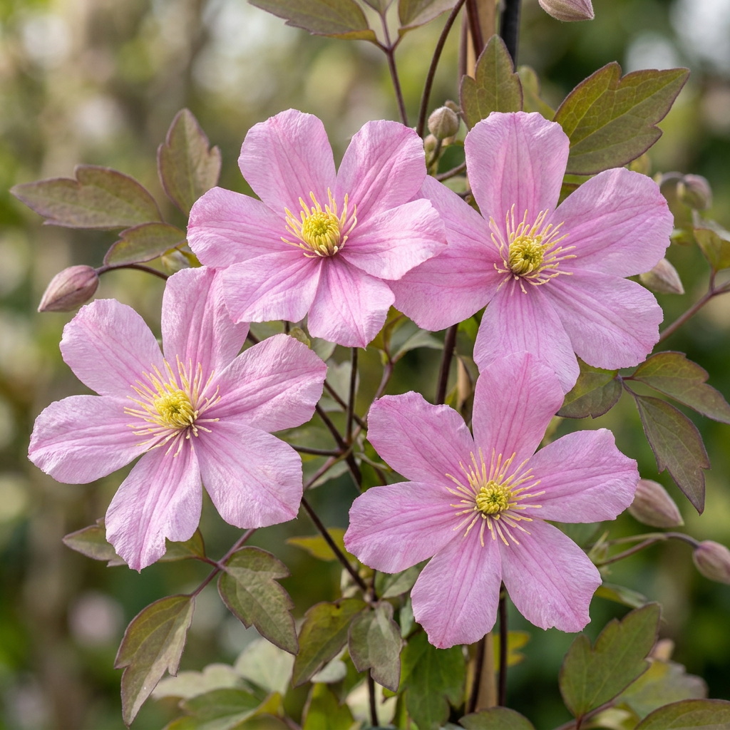 6x Clematis mont. 'Mayleen' - Bergclematis - Licht Roze - Klimplant - Ø9cm - ↕35cm