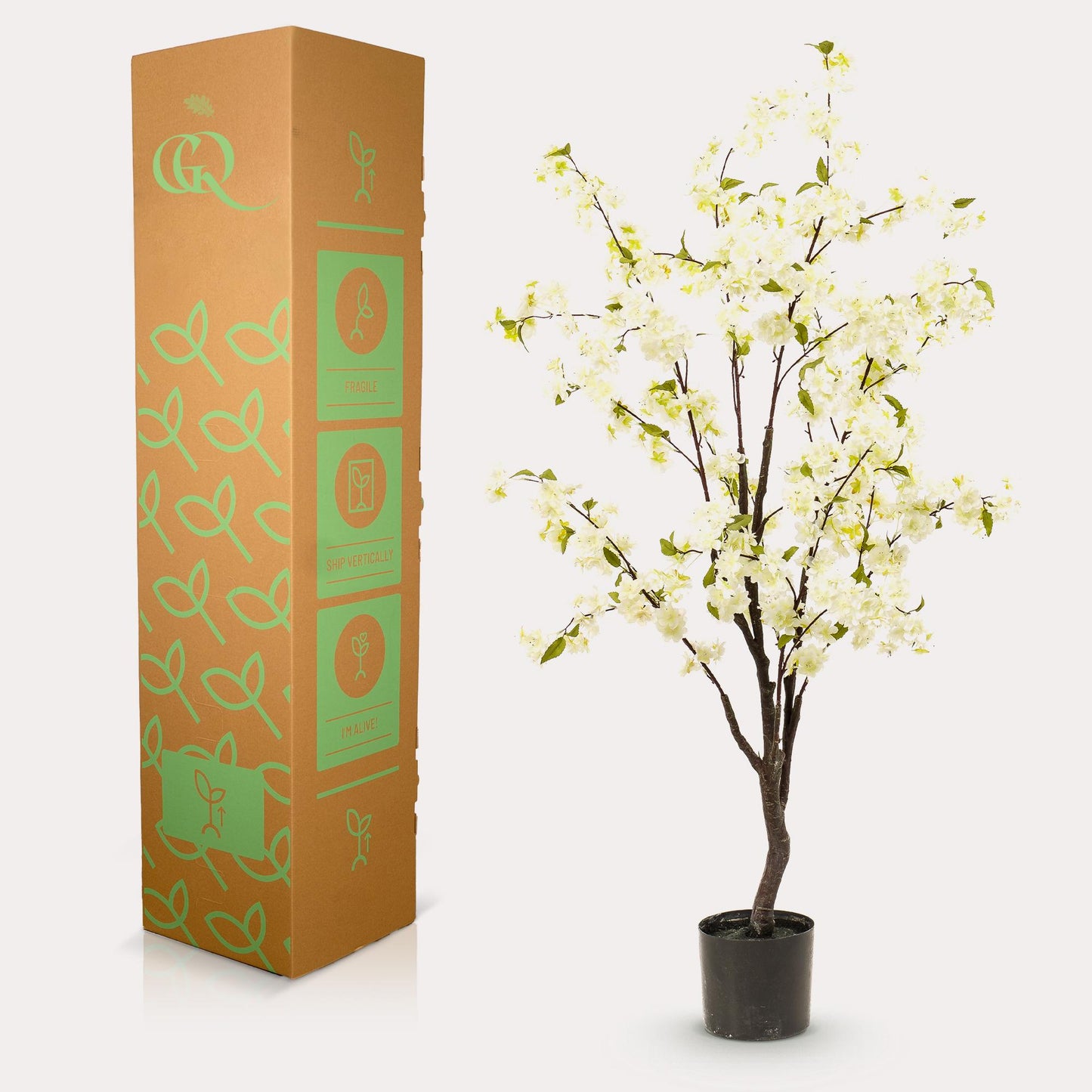 Artificial plant - Prunus - Cherry blossom - White - 135cm