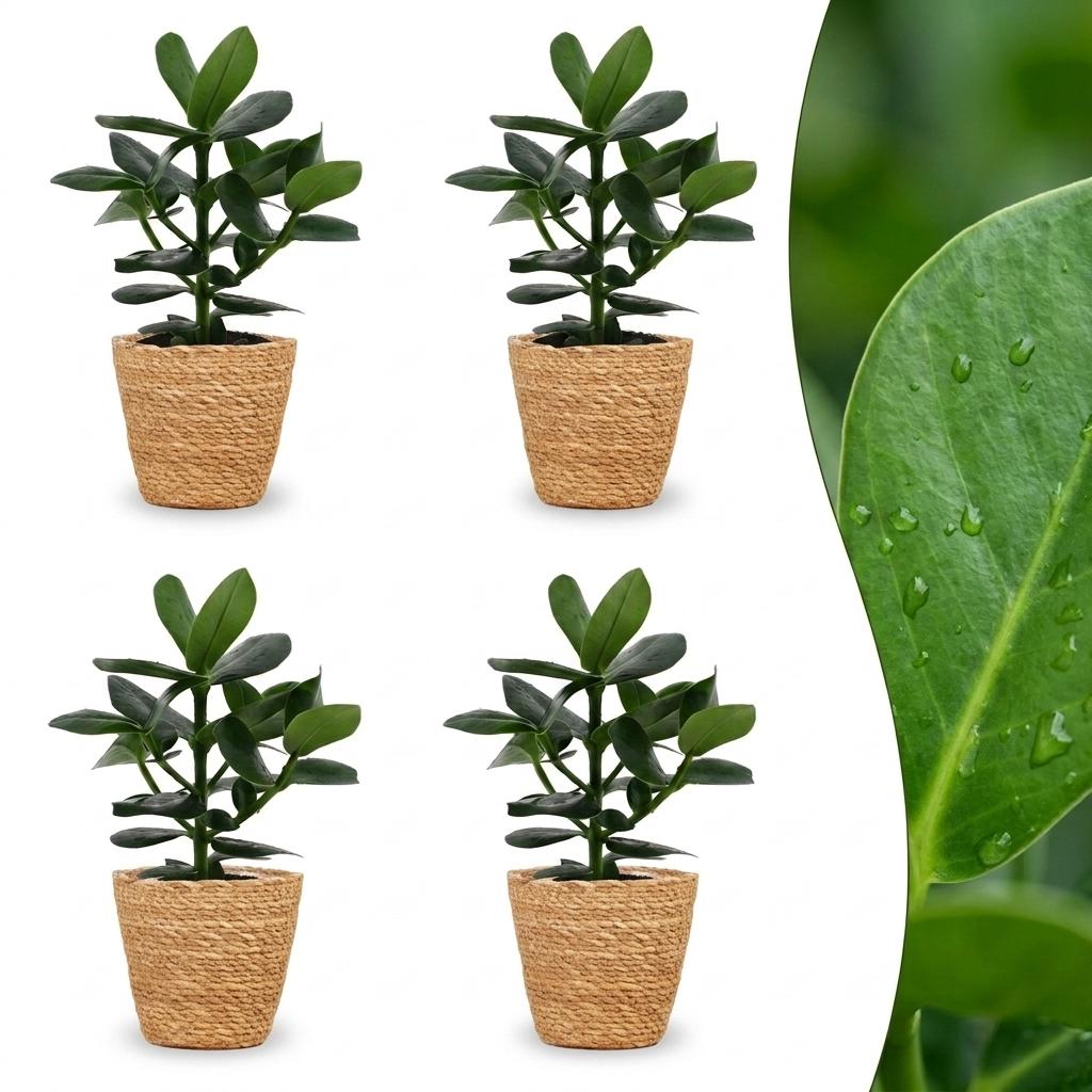 Green boutiQ - Clusia Princess - Clusia Princess - 4 Plants - with Basket - Pot 12cm - Height - 40cm