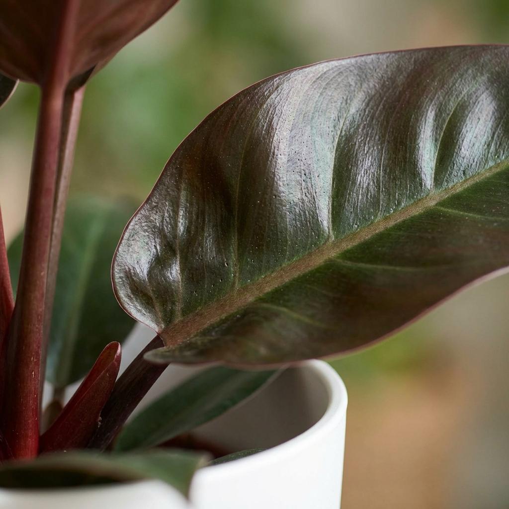 Green boutiQ - Indoor Plant - Philodendron - Philodendron Imperial Red - Red - Low Maintenance - 1 Plant - with Potter White - Pot 19cm - Height 60cm