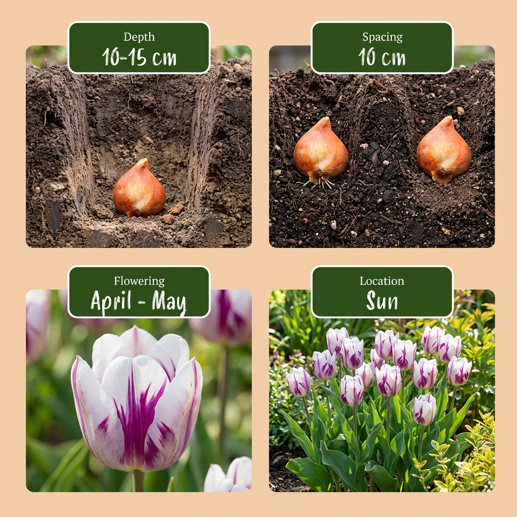 120x Tulipa Flaming Flag - Tulp Vlammende Vlag - Wit en Paars - Voorjaarsbloeier - Bolmaat 11/12