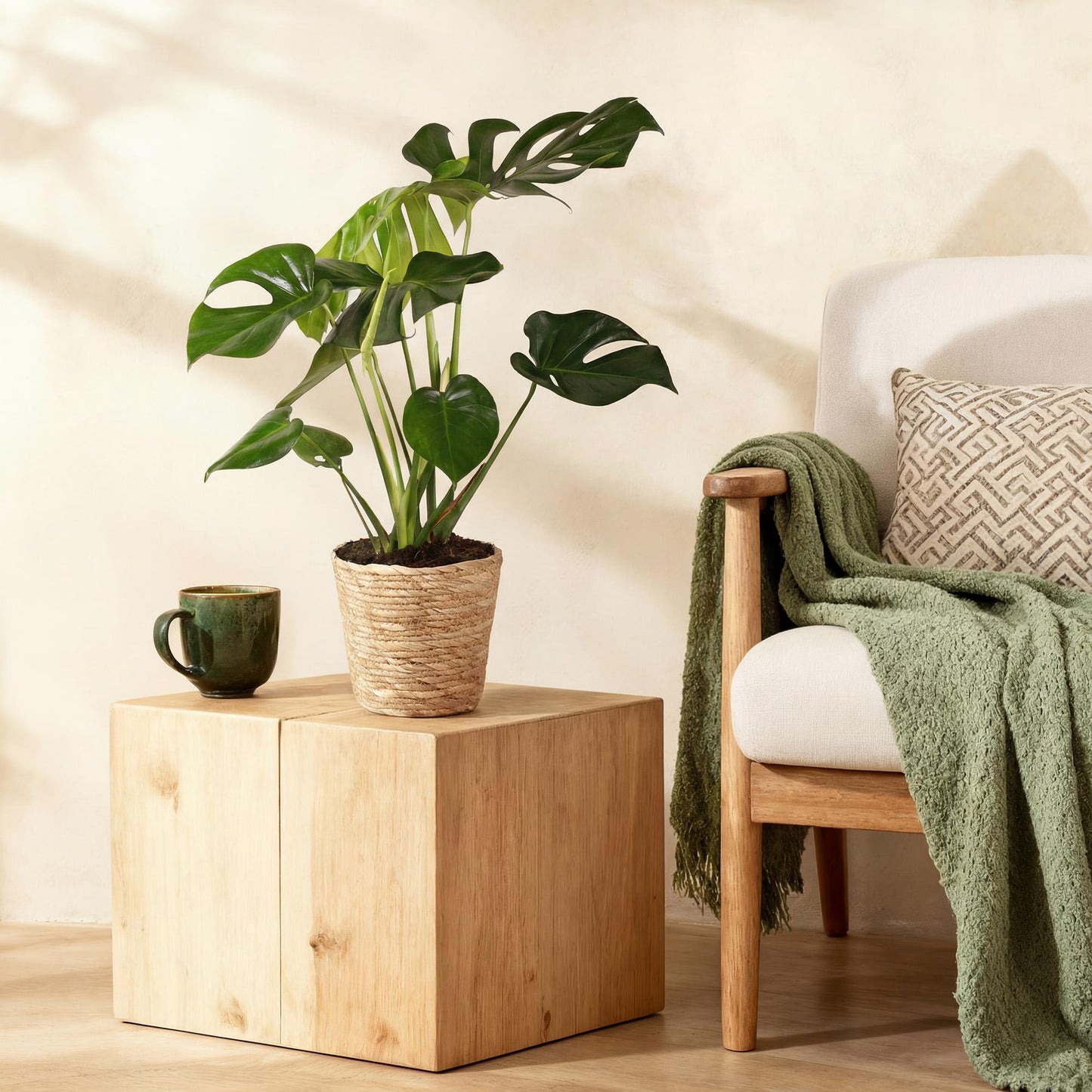 Green is... Houseplants - Monstera Deliciosa - Swiss Cheese Plant - Low maintenance - Green - 1 Plant - Pot 17cm - Height 50-55cm