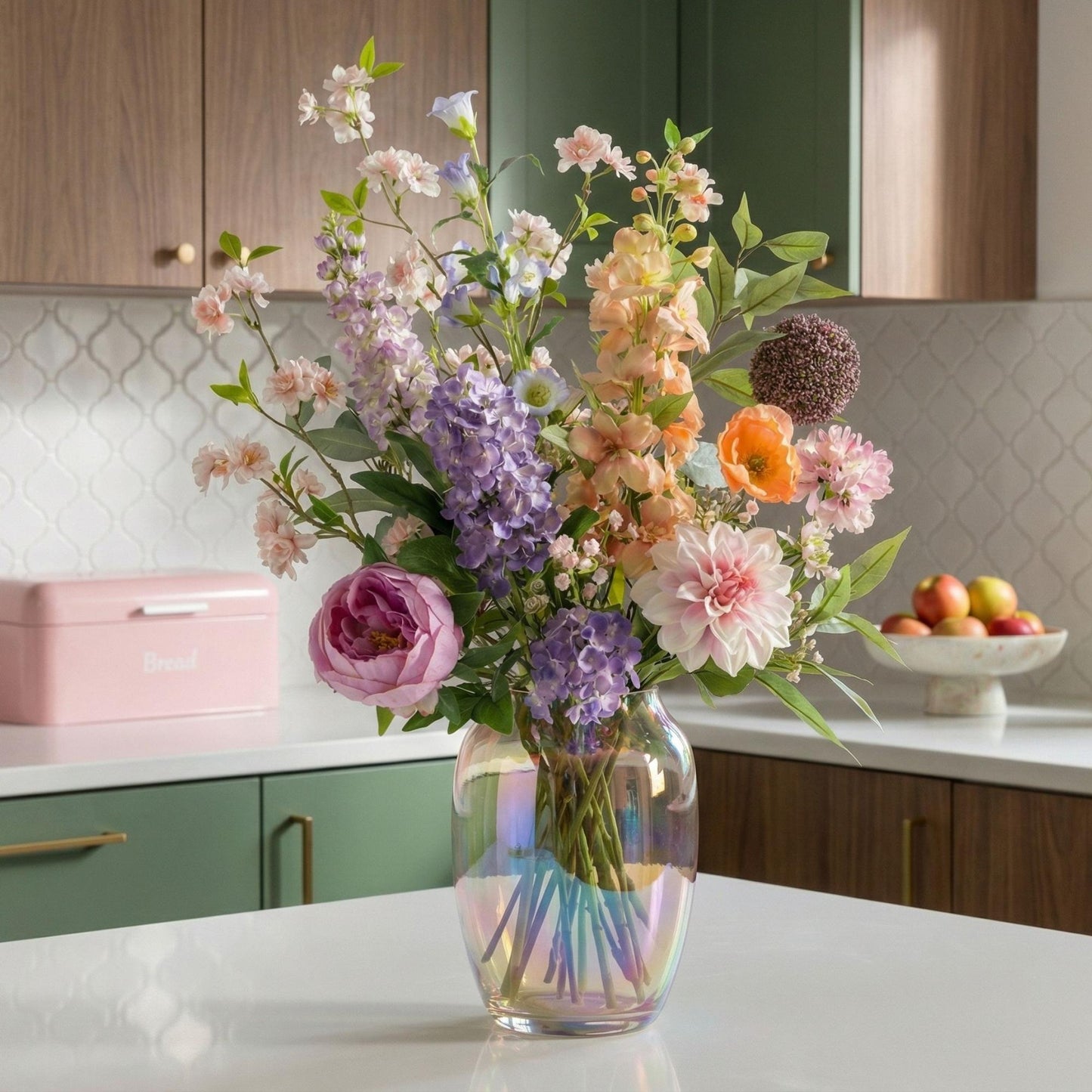 Bouquet di fiori artificiali - Pastel Meadow Deluxe - Real Touch - 15 steli - ↑ 100 cm