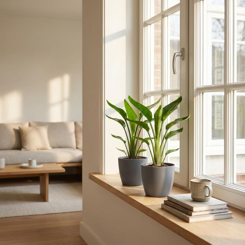 Strelitzia Reginea - Bird of Paradise Flower - 1 Plant - with Grey Pot - Pot 12cm - Height - 35cm