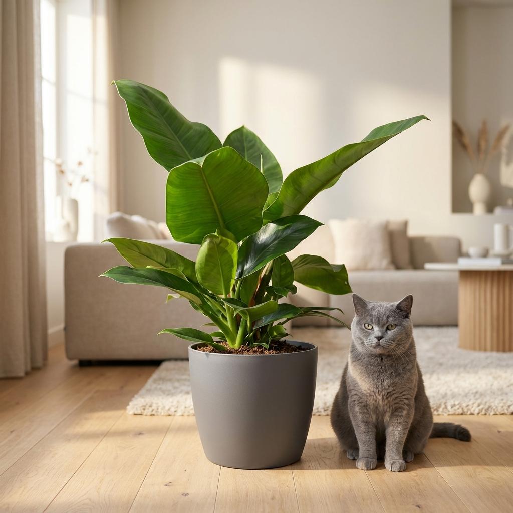Green boutiQ - Houseplant - Philodendron - Philodendron Imperial Green - Green - Low Maintenance - 1 Plant - with Grey Potter - Pot 19cm - Height 65cm