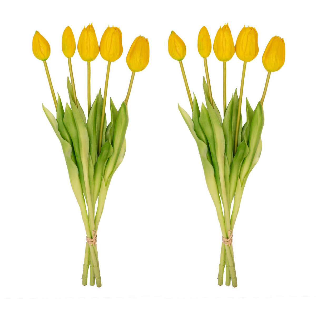 Bouquet de 10 tulipes artificielles jaunes Real Touch – 42 cm