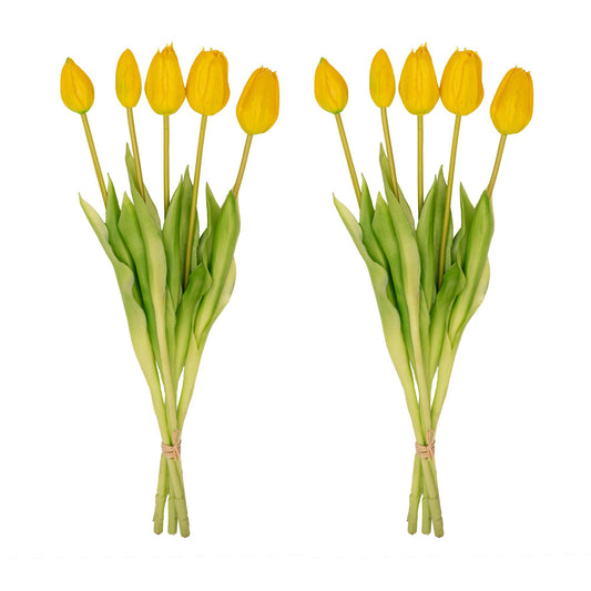 Bouquet de 10 tulipes artificielles jaunes Real Touch – 42 cm