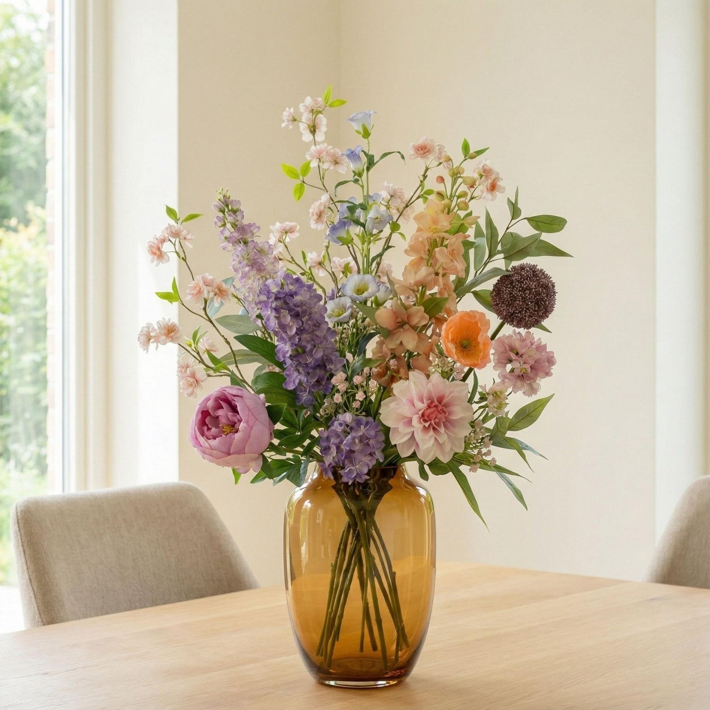 Bouquet di fiori artificiali - Pastel Meadow Deluxe - Real Touch - 15 steli - ↑ 100 cm