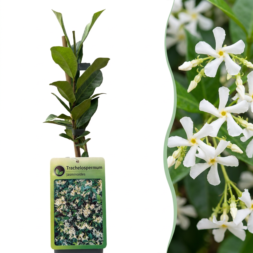 6x Trachelospermum jasminoides - Sterjasmijn - Wit - Klimplant - Ø9cm - ↕35cm