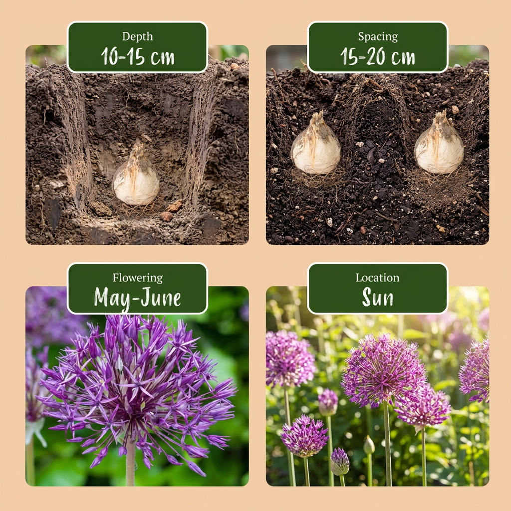 320x Allium Purple Rain - Cipolla ornamentale - Viola - Fioritura estiva - Calibro 10/12
