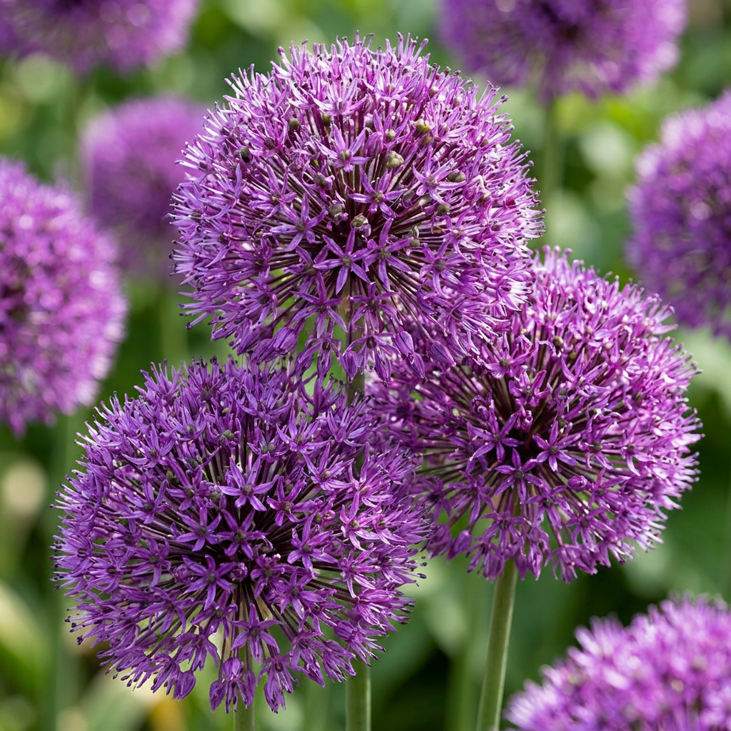 120x Allium Purple Sensation - Cipolla ornamentale - Viola - Fioritura estiva - Calibro bulbo 10/12